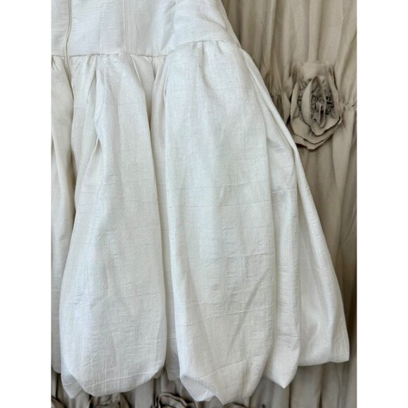 BHLDN x Anthropologie Strapless Floral Applique Bubble Hem White Mini Dress - Picture 14 of 16